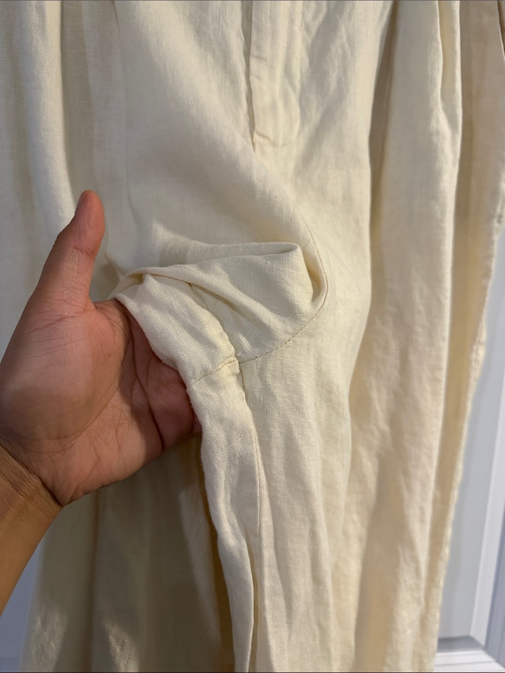 DISSH Norah High-Rise Wide-Leg Cream Linen-Blend Pants - #133 - Picture 5 of 10